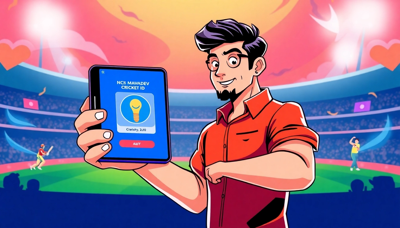 Mahadev Cricket ID guide showcasing a user accessing their account during a live cricket match for safe betting.