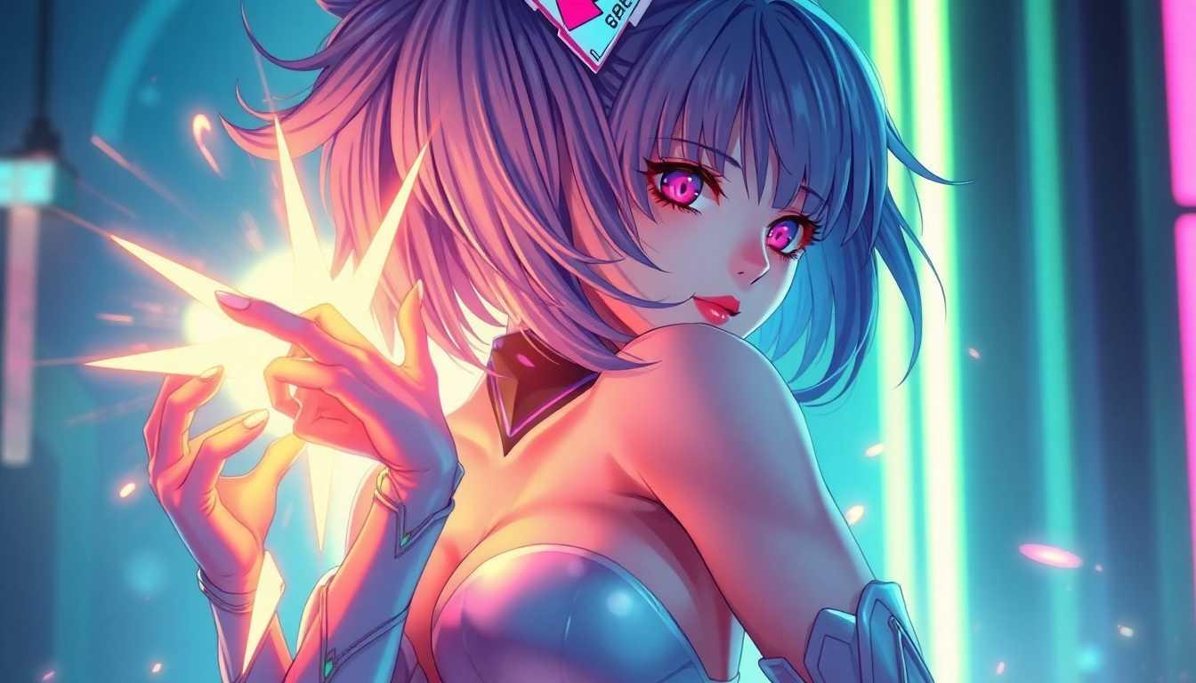 Illustration showcasing a realistic nsfw ai generator creating hyper-detailed adult artwork with vibrant colors and expressive pose