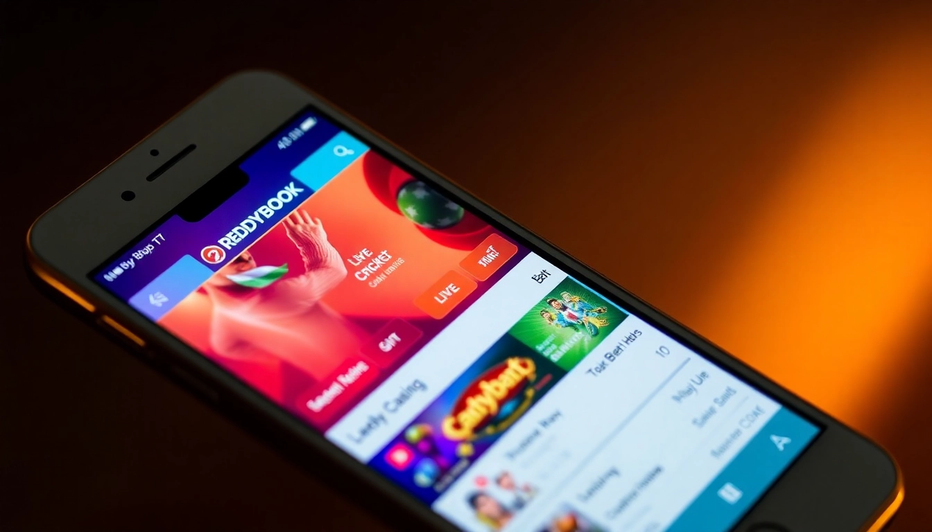 Seamless betting experience with the Reddybook App featuring live sports and casino options accessible on a smartphone screen for Indian bettors.