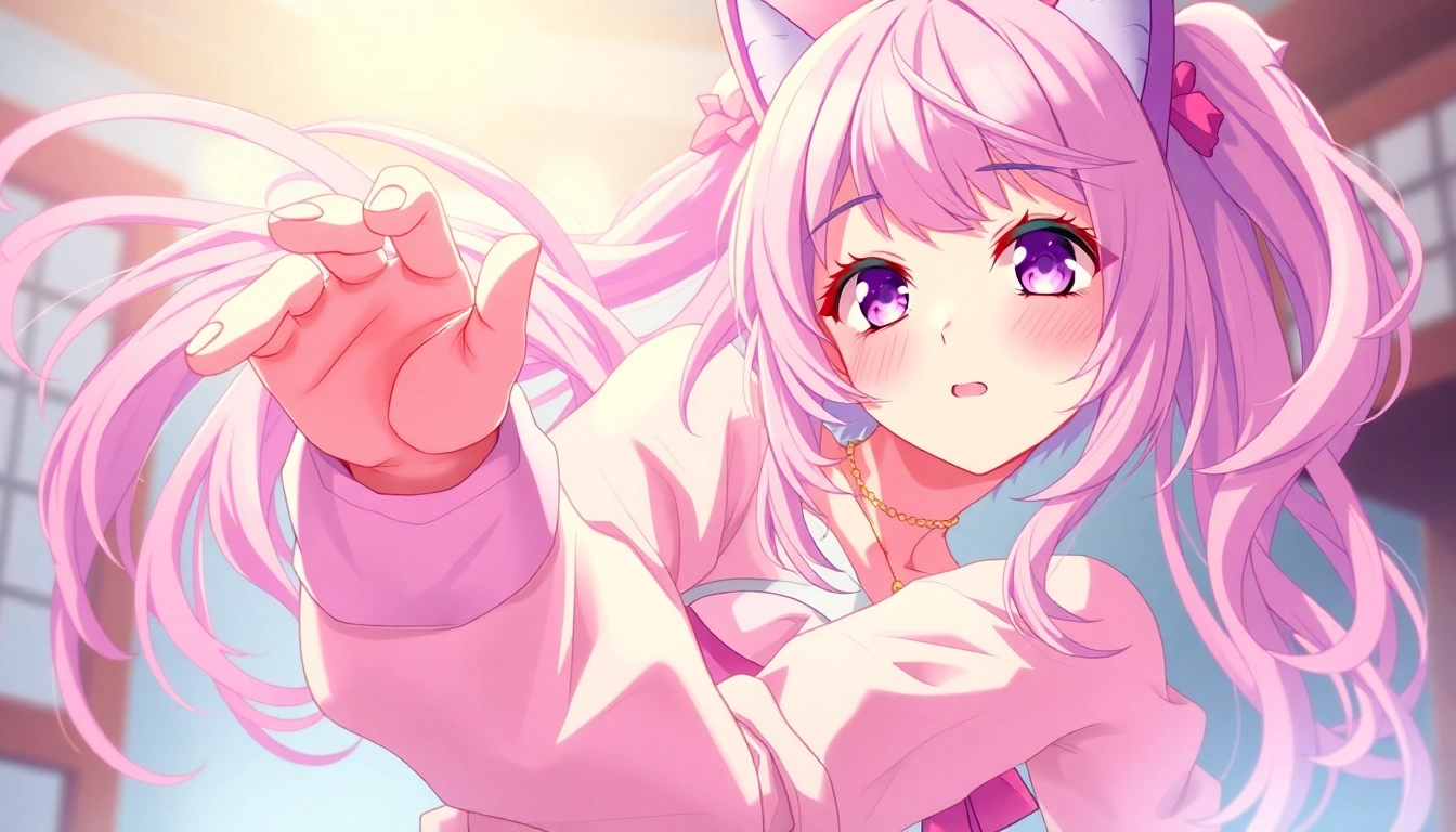 AI generated hentai scene showcasing a colorful anime character in a playful pose with realistic lighting and detailed background, emphasizing customization.