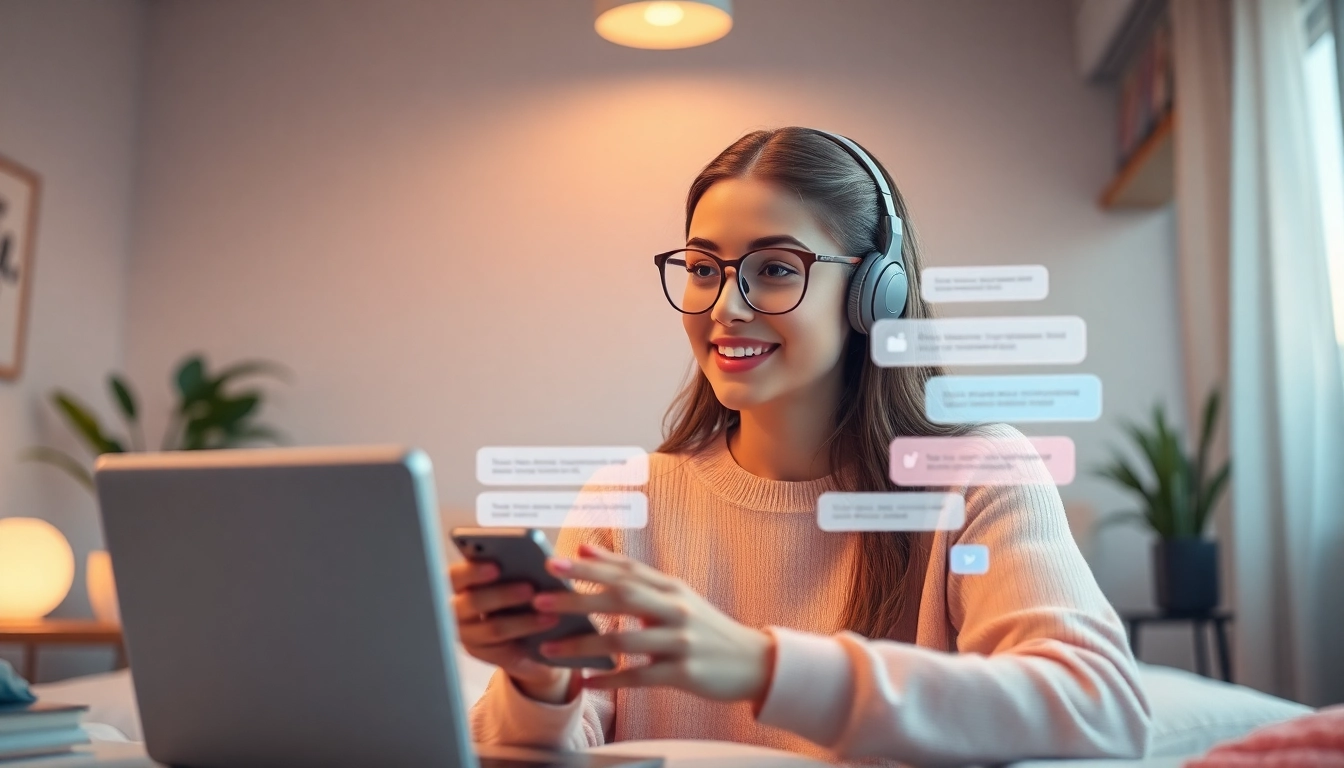 Engage with an AI girlfriend chat through a friendly virtual companion, enhancing emotional connection and conversation quality.