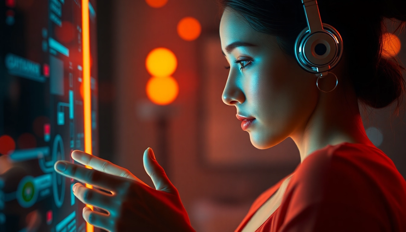 AI girlfriend engaging in a realistic conversation on a sleek device, emphasizing natural interactions and emotional depth.