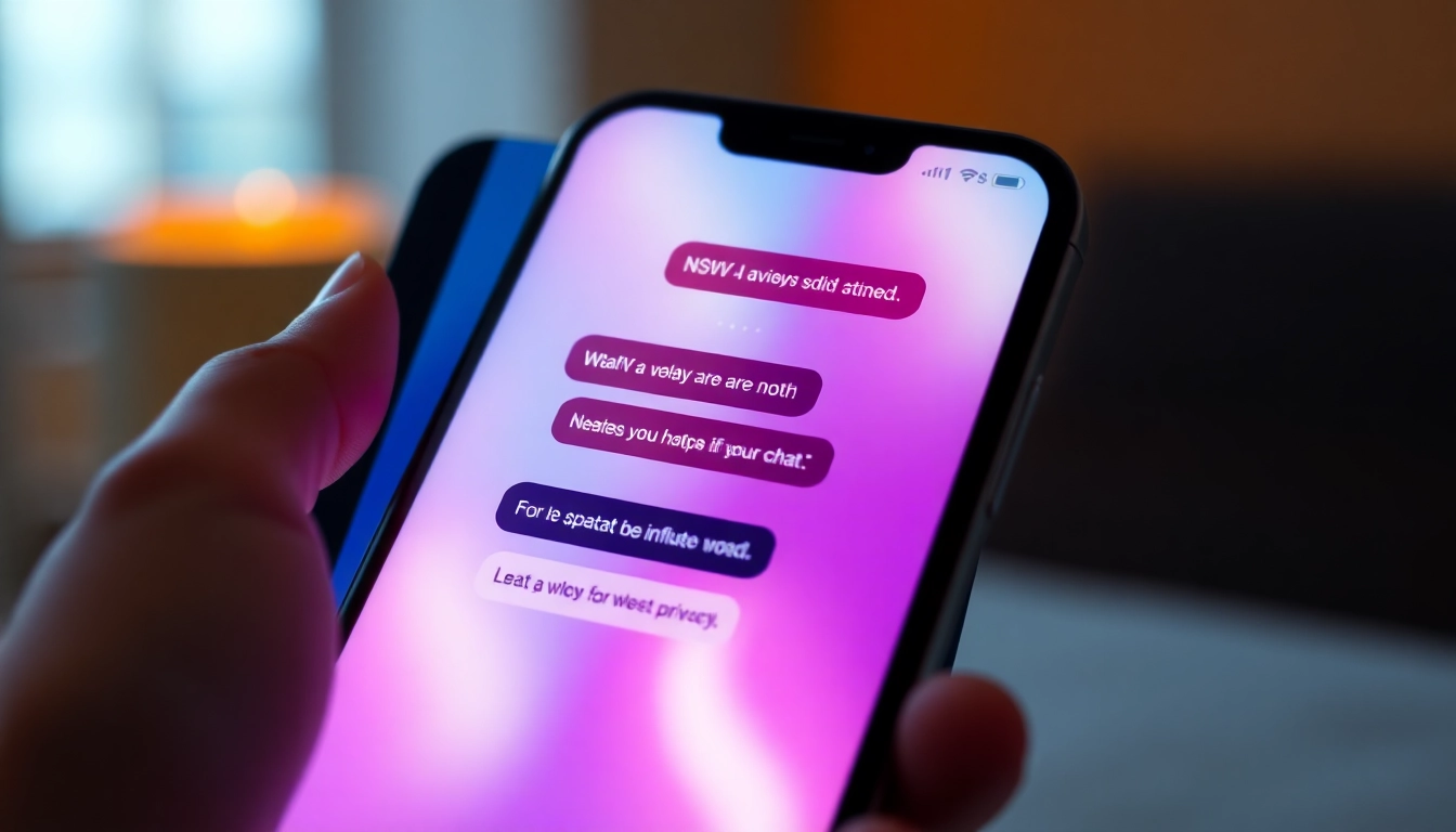 Engaging nsfw ai chat interface with animated characters and private chat icons, highlighting adult AI interactions for screen readers.